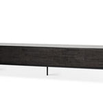 Tabwa TV cupboard - varnished teak - off black - 1 flip - down door - 1 drawer White Cliff Studio Media Console