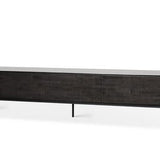 Tabwa TV cupboard - varnished teak - off black - 1 flip - down door - 1 drawer White Cliff Studio Media Console