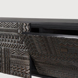 Tabwa TV cupboard - varnished teak - off black - 1 flip - down door - 1 drawer White Cliff Studio Media Console