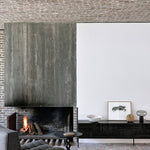 Tabwa TV cupboard - varnished teak - off black - 1 flip - down door - 2 drawers White Cliff Studio Media Console