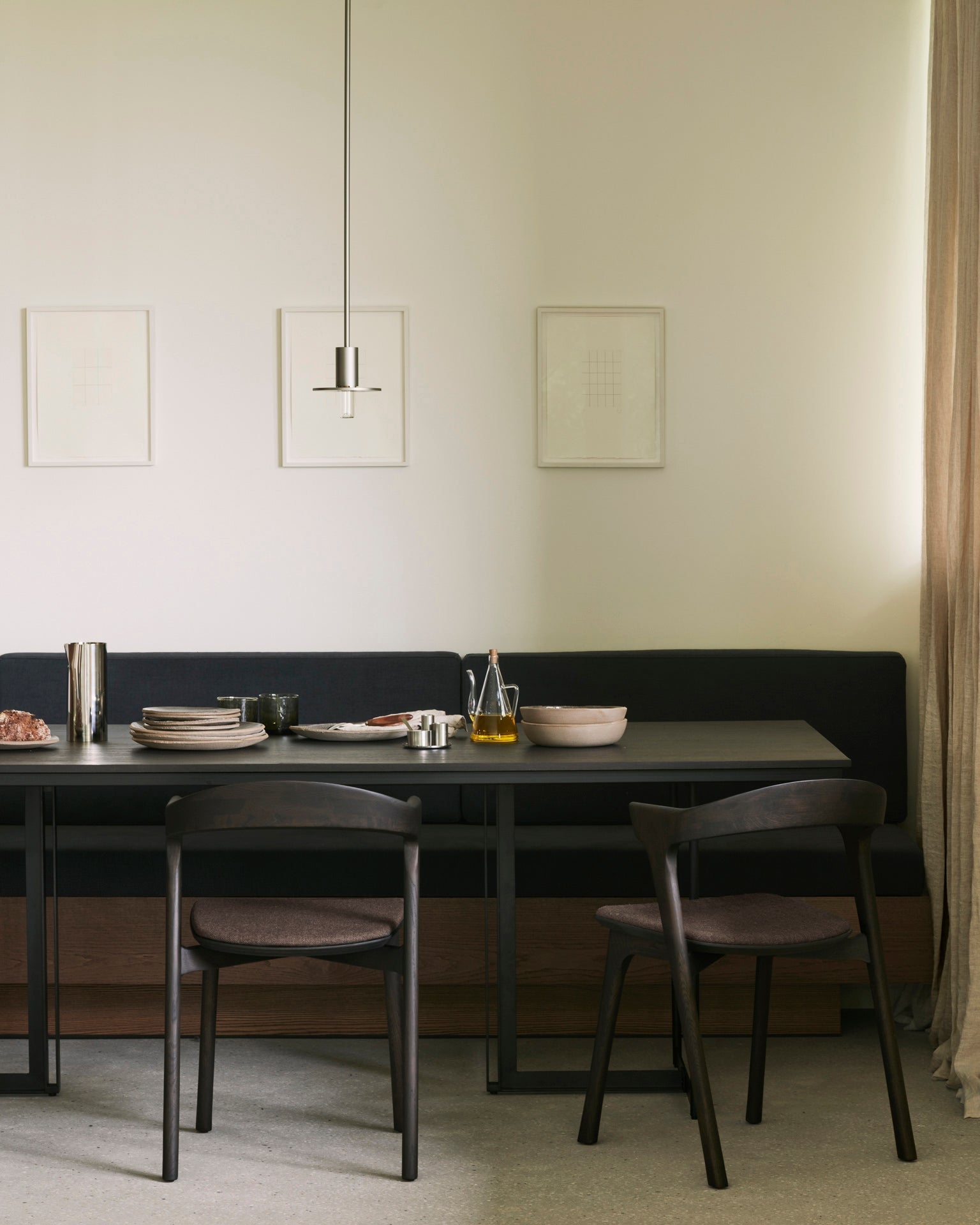 Tacet dining table - varnished teak - dark brown - rectangular White Cliff Studio Dining Table