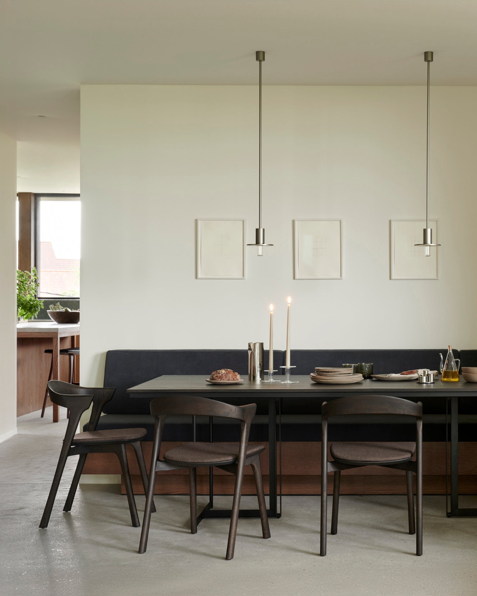 Tacet dining table - varnished teak - dark brown - rectangular White Cliff Studio Dining Table