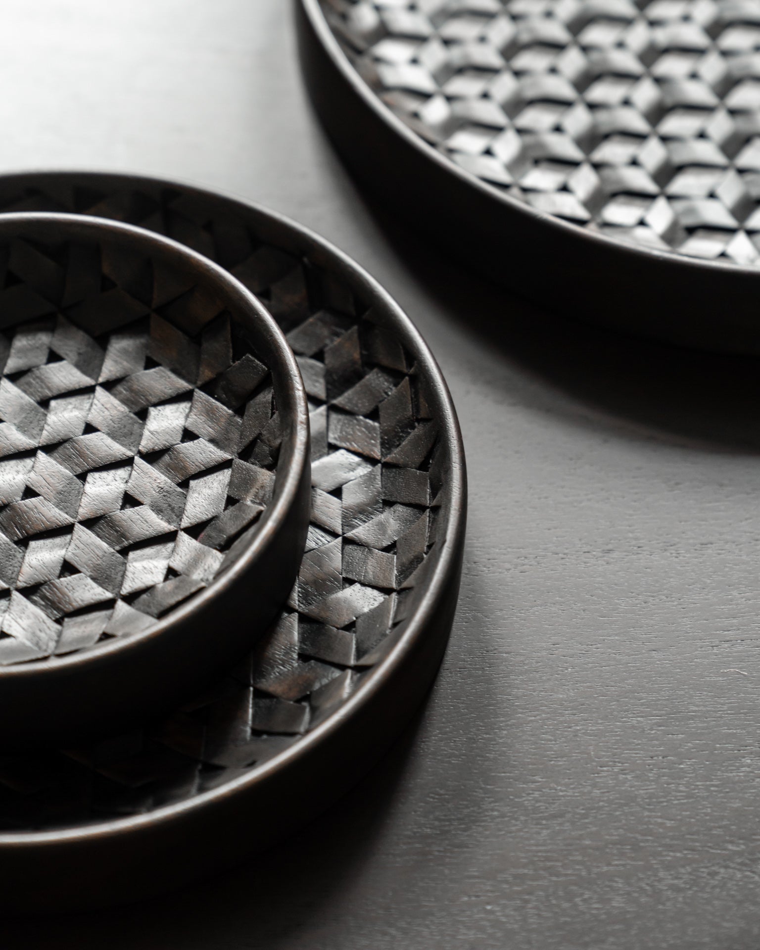 Tampa boards - varnished mahogany - dark brown - set of 3 White Cliff Studio Trays