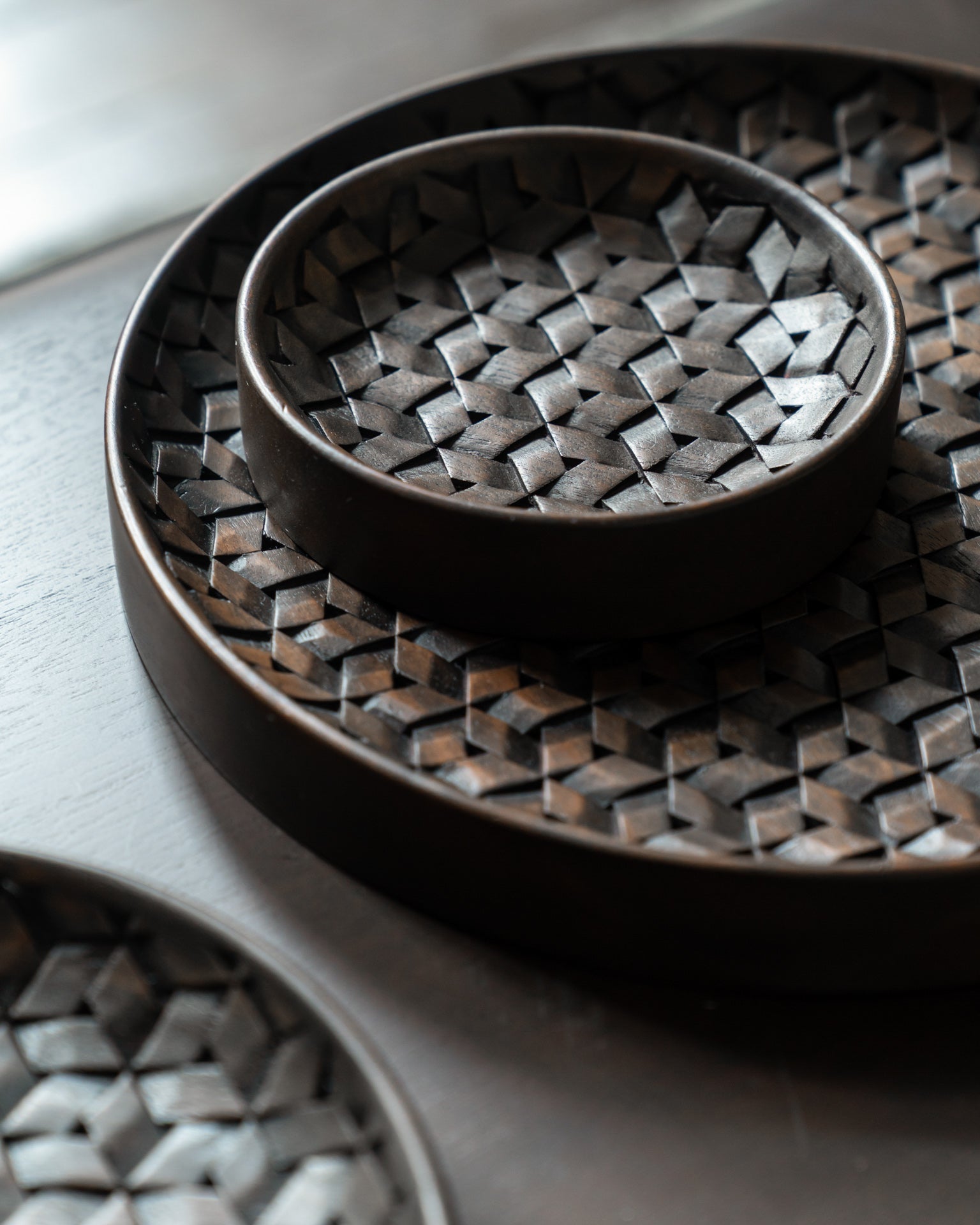 Tampa boards - varnished mahogany - dark brown - set of 3 White Cliff Studio Trays