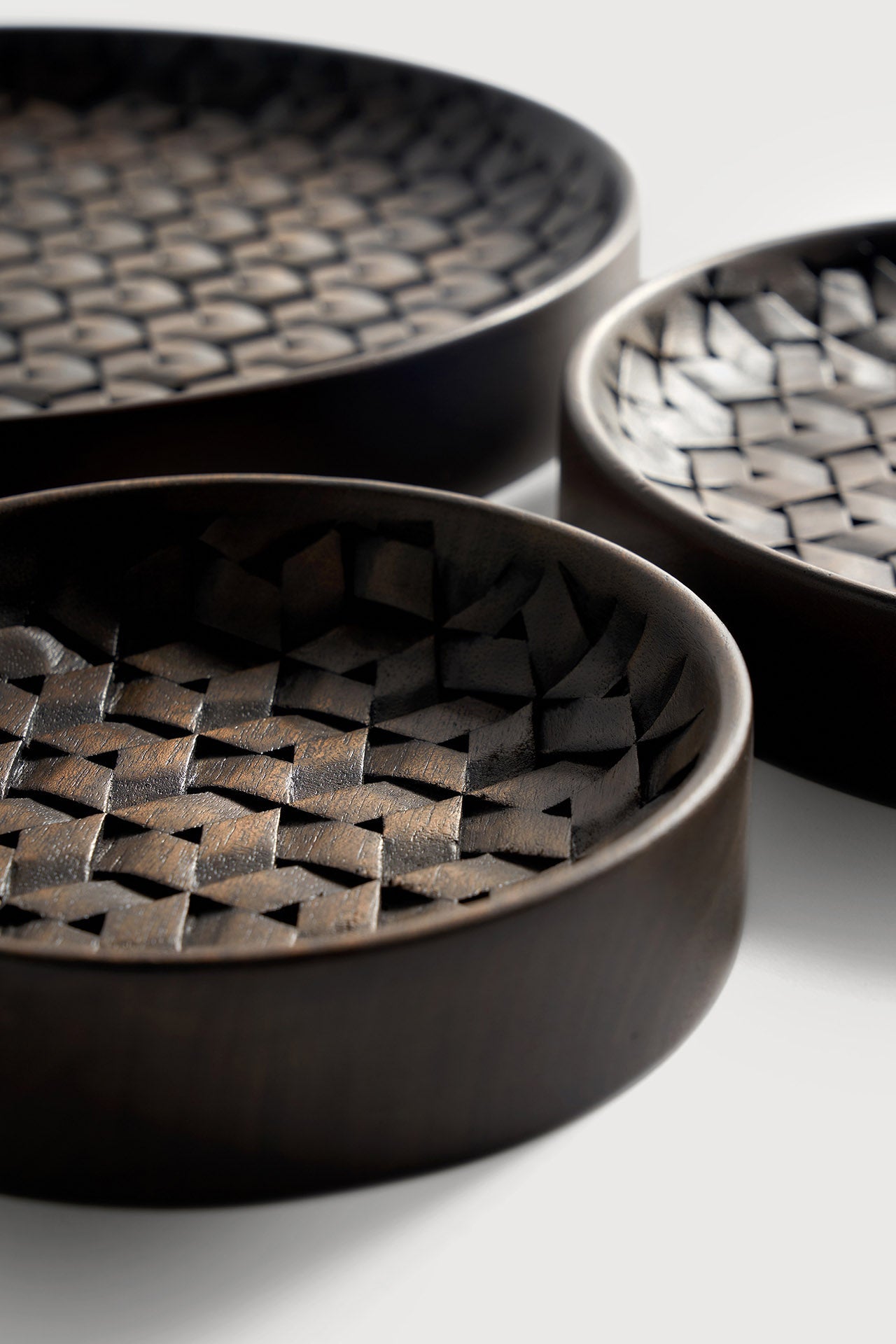 Tampa boards - varnished mahogany - dark brown - set of 3 White Cliff Studio Trays