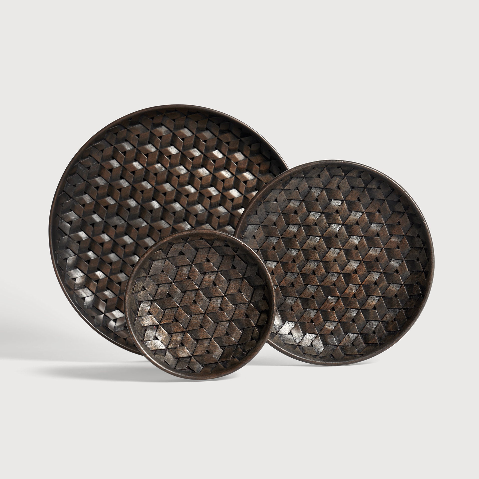 Tampa boards - varnished mahogany - dark brown - set of 3 White Cliff Studio Trays