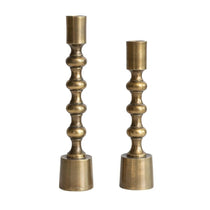 Taper Candle Holders, Antique Gold Finish, Set of 2 White Cliff Studio Candles and Candle Accessories