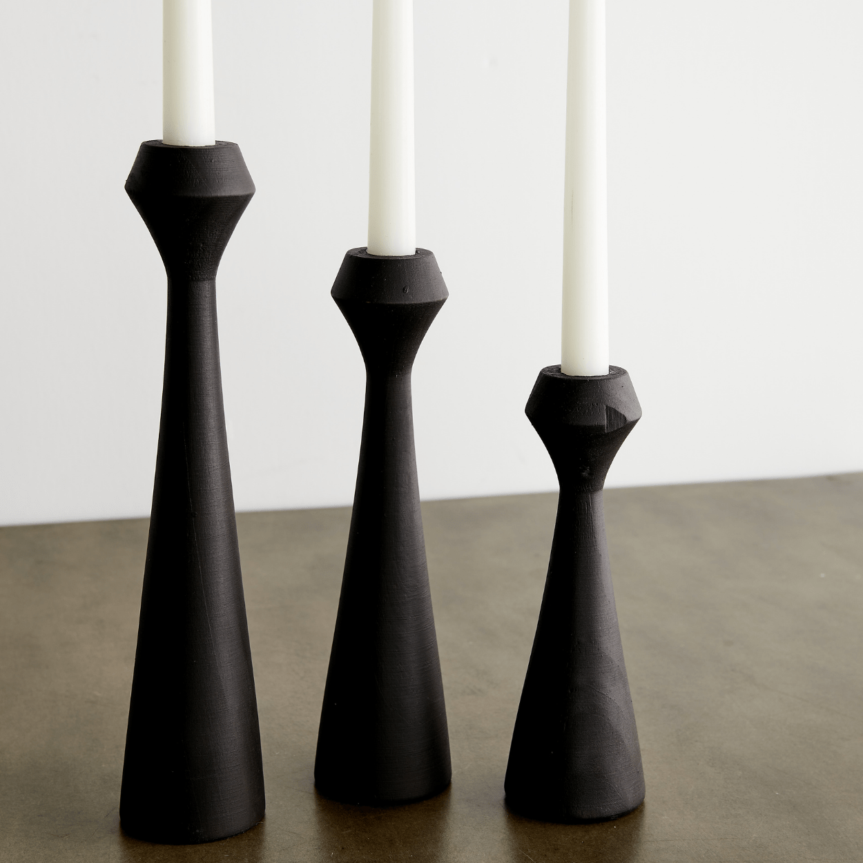 Tapered Diamond Wood Candle Holder in Cognac, Natural and Espresso