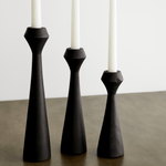 Tapered Diamond Wood Candle Holder in Cognac, Natural and Espresso