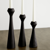 Tapered Diamond Wood Candle Holder in Cognac, Natural and Espresso