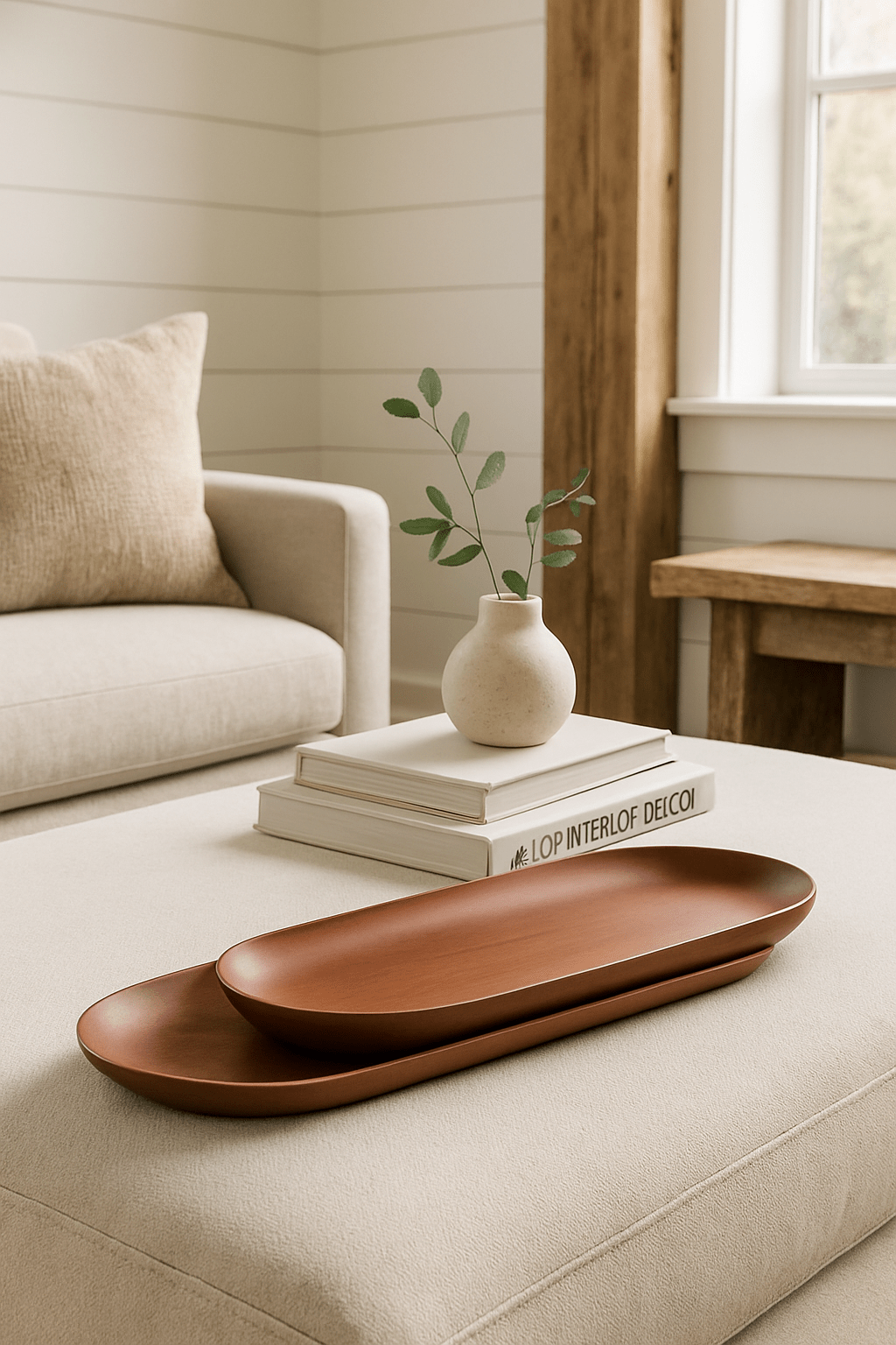 Thin Mahogany Wood Oval Boards Set White Cliff Studio Decorative Trays