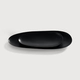 Thin Oval boards - varnished mahogany - black - set of 2 White Cliff Studio Trays
