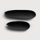 Thin Oval boards - varnished mahogany - black - set of 2 White Cliff Studio Trays