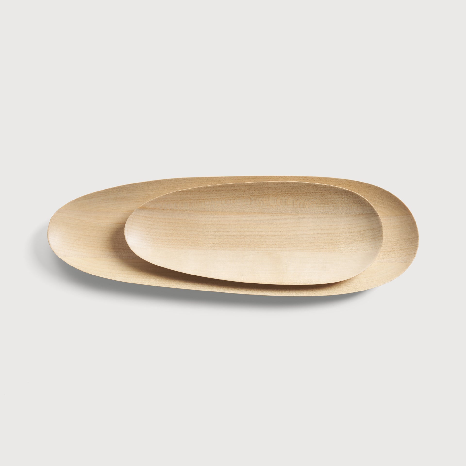 Thin Oval boards - varnished sycamore - set of 2 White Cliff Studio Trays