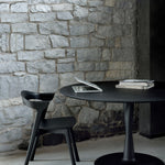 Torsion dining table - varnished oak - black - round White Cliff Studio Dining Table