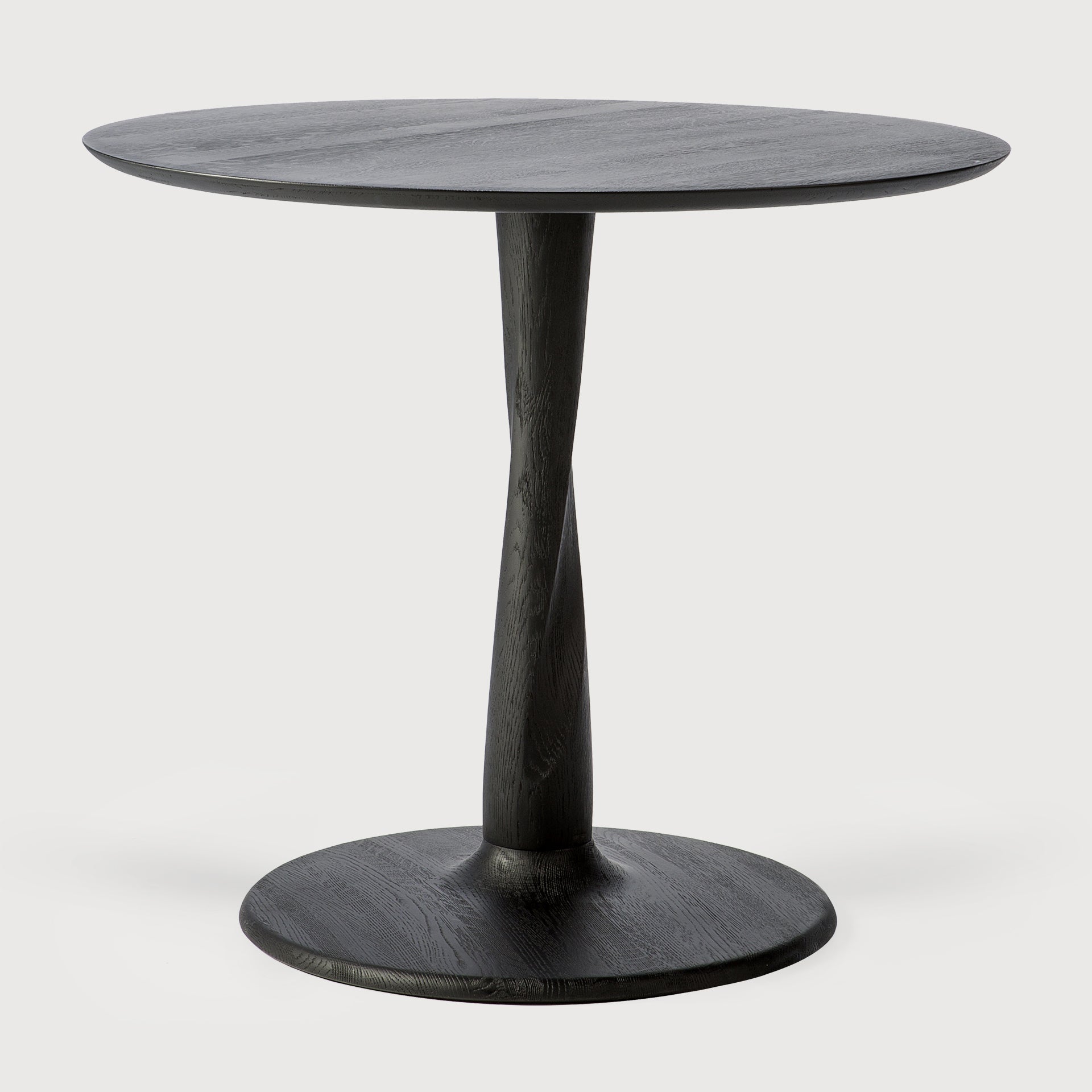 Torsion dining table - varnished oak - black - round White Cliff Studio Dining Table