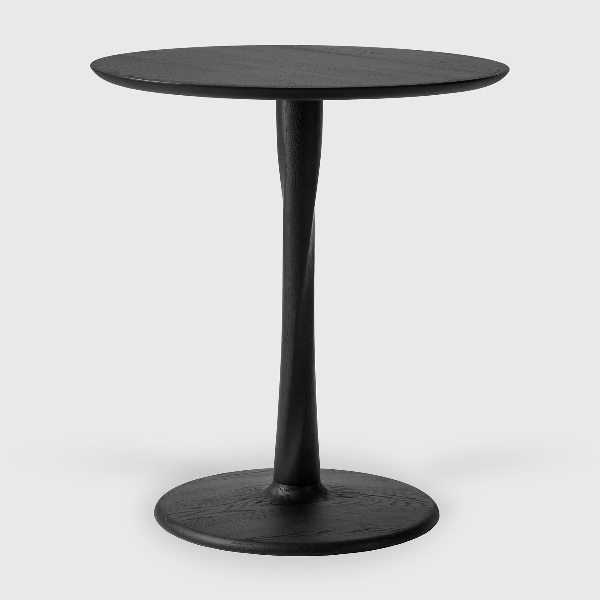 Torsion dining table - varnished oak - black - round White Cliff Studio Dining Table