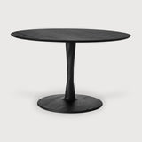 Torsion dining table - varnished oak - black - round White Cliff Studio Dining Table