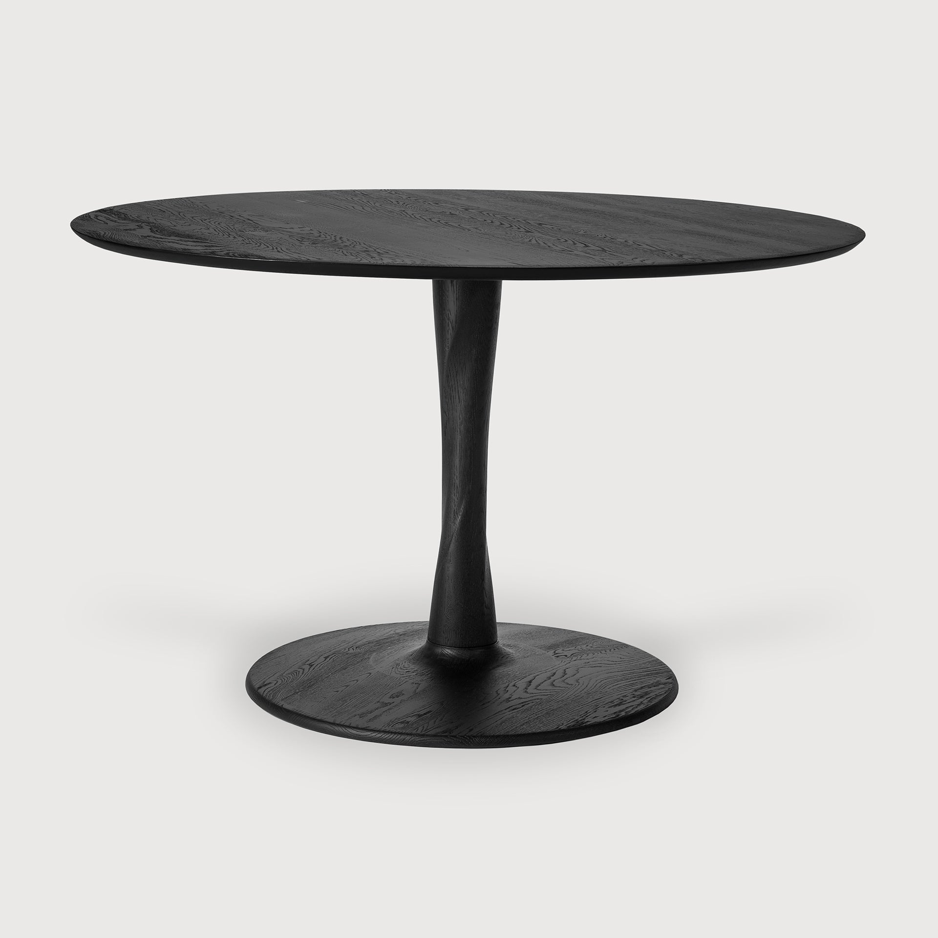 Torsion dining table - varnished oak - black - round White Cliff Studio Dining Table