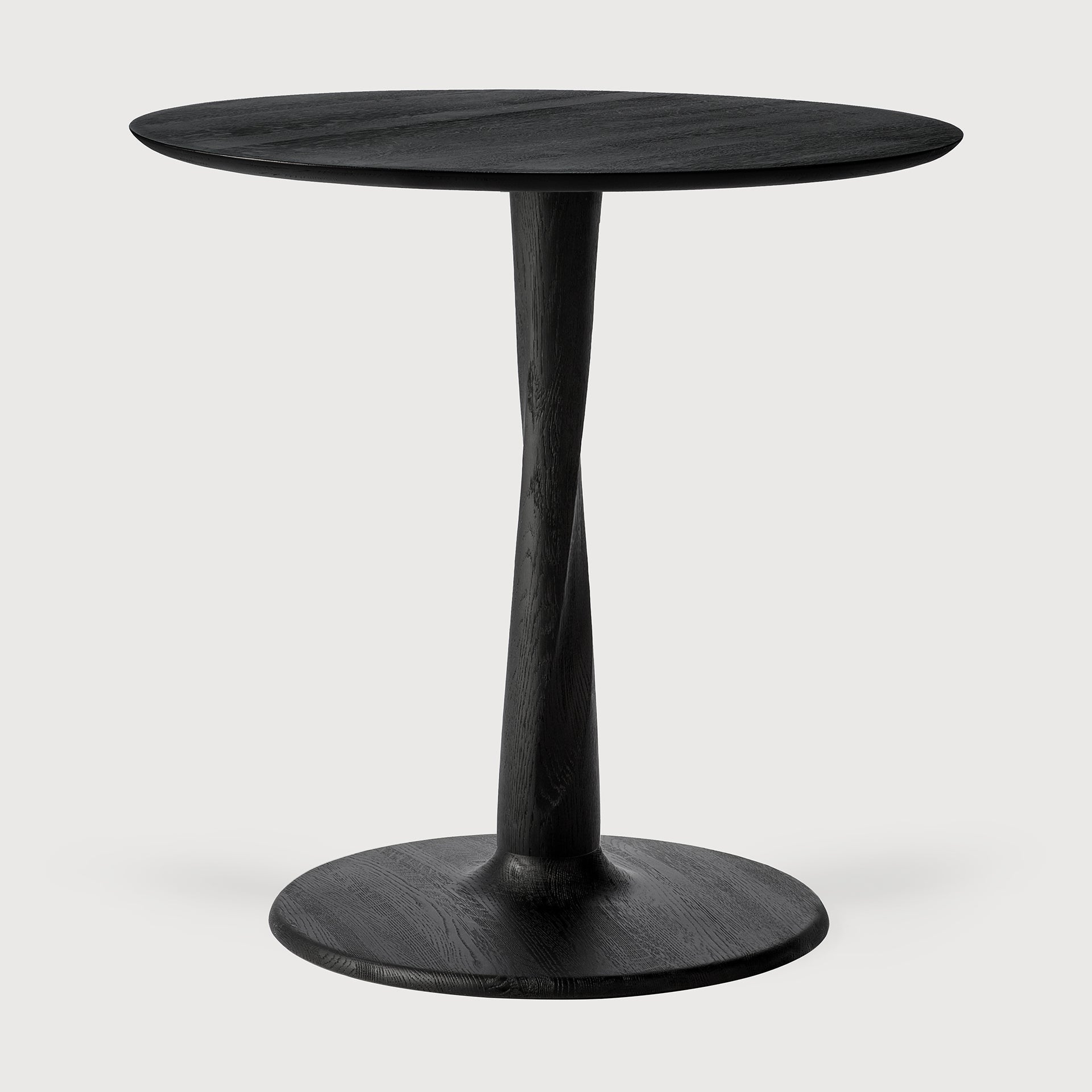 Torsion dining table - varnished oak - black - round - low height White Cliff Studio Dining Table