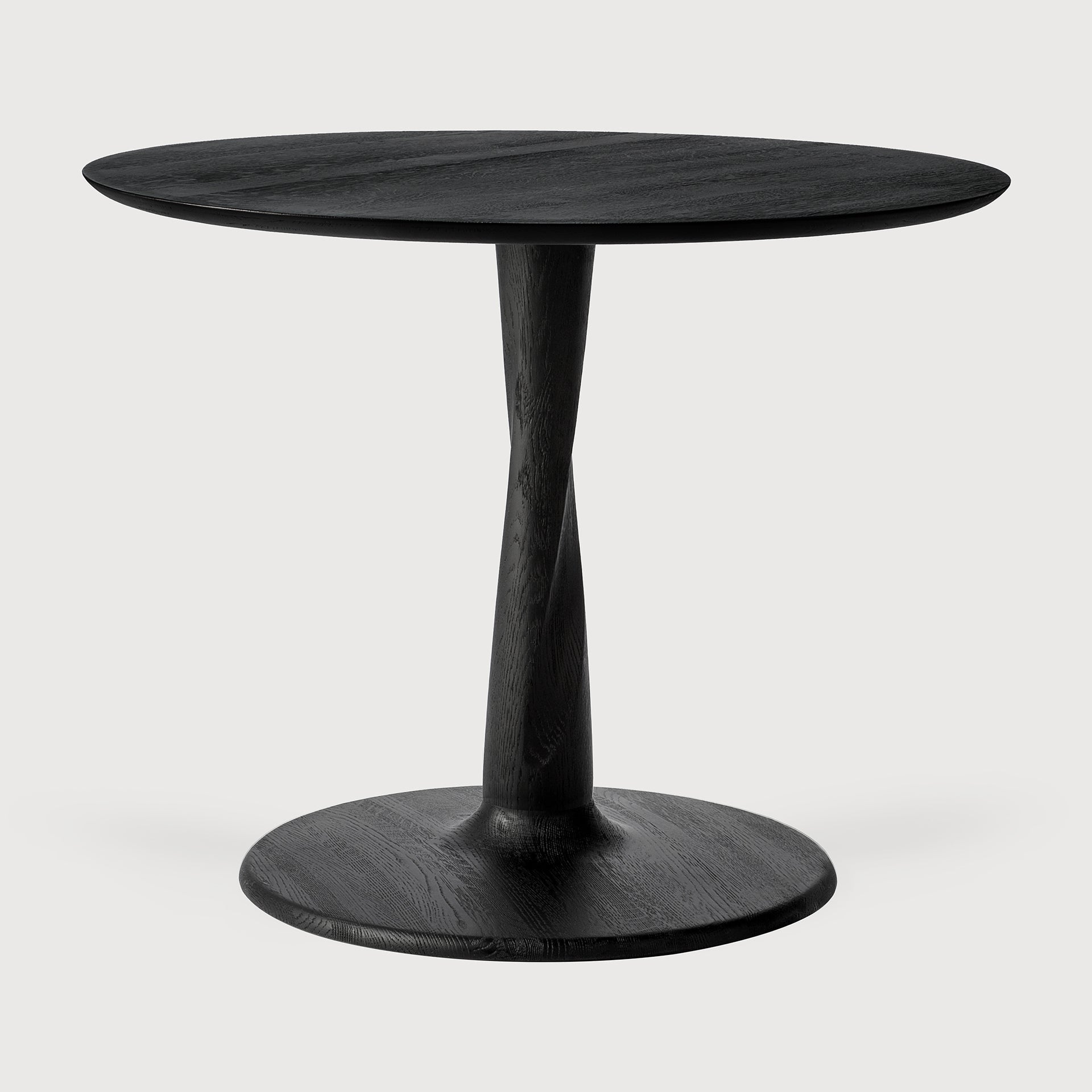 Torsion dining table - varnished oak - black - round - low height White Cliff Studio Dining Table
