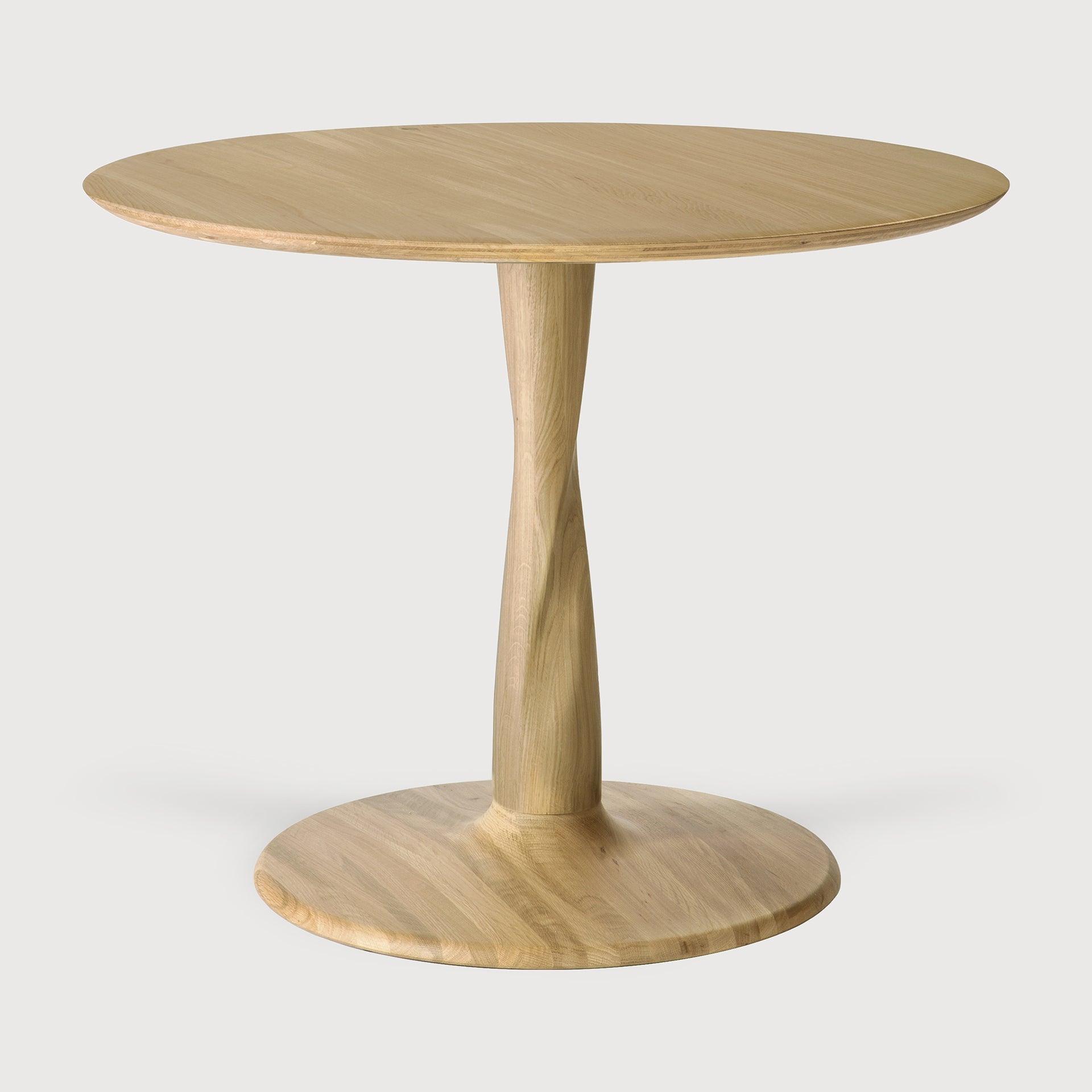Torsion dining table - varnished oak - round - low height White Cliff Studio Dining Table