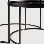 Tray coffee table set - varnished wood - black - round - S/L - trays not included White Cliff Studio COFFEE TABLE