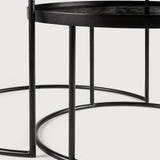 Tray coffee table set - varnished wood - black - round - S/L - trays not included White Cliff Studio COFFEE TABLE