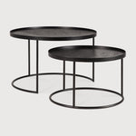 Tray coffee table set - varnished wood - black - round - S/L - trays not included White Cliff Studio COFFEE TABLE