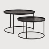 Tray coffee table set - varnished wood - black - round - S/L - trays not included White Cliff Studio COFFEE TABLE
