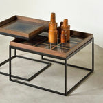 Tray coffee table set - varnished wood - black - round - S/L - trays not included White Cliff Studio COFFEE TABLE