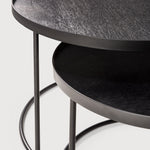 Tray coffee table set - varnished wood - black - round - S/L - trays not included White Cliff Studio COFFEE TABLE