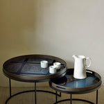 Tray coffee table set - varnished wood - black - round - S/L - trays not included White Cliff Studio COFFEE TABLE