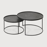 Tray coffee table set - varnished wood - black - round - S/L - trays not included White Cliff Studio COFFEE TABLE