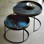 Tray coffee table set - varnished wood - black - round - S/L - trays not included White Cliff Studio COFFEE TABLE