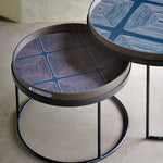 Tray coffee table set - varnished wood - black - round - S/L - trays not included White Cliff Studio COFFEE TABLE