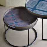 Tray coffee table set - varnished wood - black - round - S/L - trays not included White Cliff Studio COFFEE TABLE