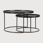 Tray coffee table set - varnished wood - black - round - S/L - trays not included White Cliff Studio COFFEE TABLE