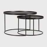 Tray coffee table set - varnished wood - black - round - S/L - trays not included White Cliff Studio COFFEE TABLE
