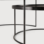 Tray coffee table set - varnished wood - black - round - XL - trays not included White Cliff Studio COFFEE TABLE