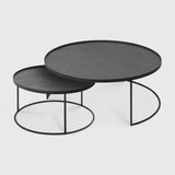 Tray coffee table set - varnished wood - black - round - XL - trays not included White Cliff Studio COFFEE TABLE