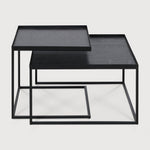 Tray coffee table set - varnished wood - black - square - S/L - trays not included White Cliff Studio COFFEE TABLE