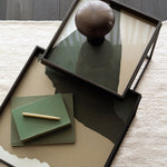 Tray coffee table set - varnished wood - black - square - S/L - trays not included White Cliff Studio COFFEE TABLE