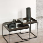 Tray coffee table set - varnished wood - black - square - S/L - trays not included White Cliff Studio COFFEE TABLE