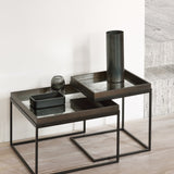 Tray coffee table set - varnished wood - black - square - S/L - trays not included White Cliff Studio COFFEE TABLE