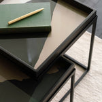 Tray coffee table set - varnished wood - black - square - S/L - trays not included White Cliff Studio COFFEE TABLE