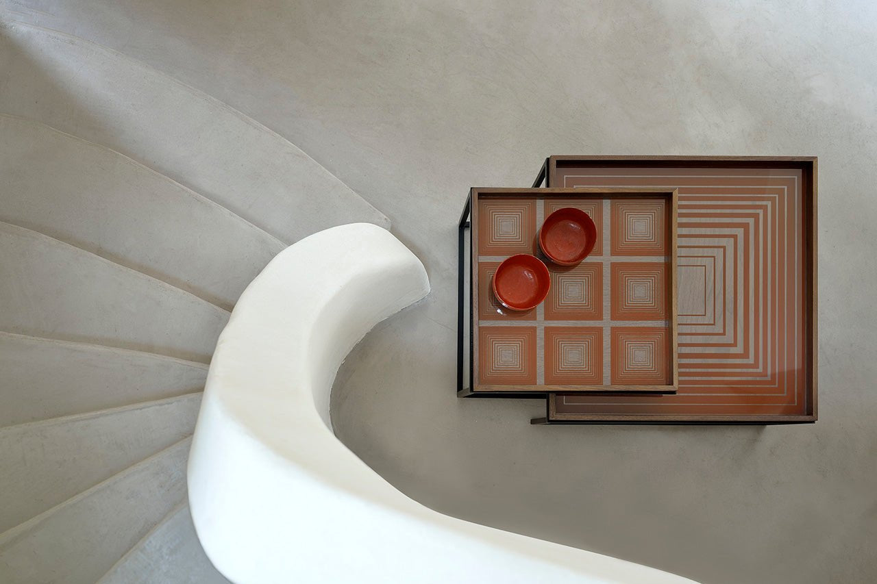 Tray coffee table set - varnished wood - black - square - S/L - trays not included White Cliff Studio COFFEE TABLE