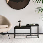 Tray coffee table set - varnished wood - black - square - S/L - trays not included White Cliff Studio COFFEE TABLE
