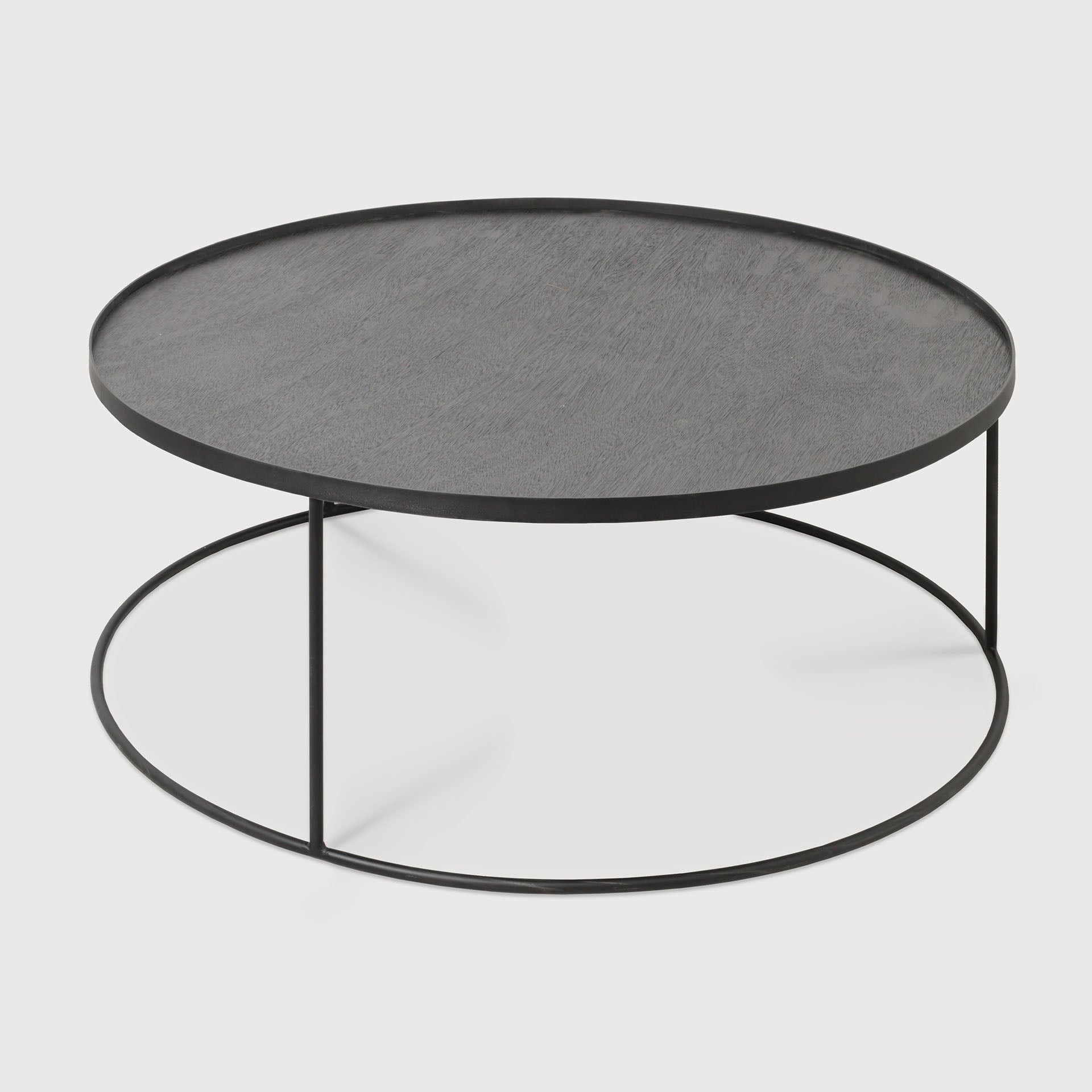 Tray coffee table - varnished wood - black - round - XL - tray not included White Cliff Studio COFFEE TABLE
