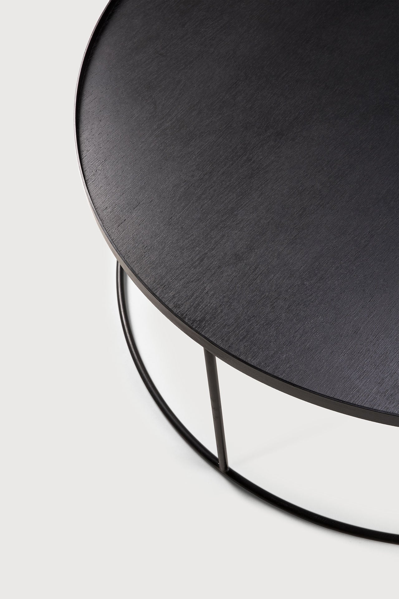 Tray coffee table - varnished wood - black - round - XL - tray not included White Cliff Studio COFFEE TABLE